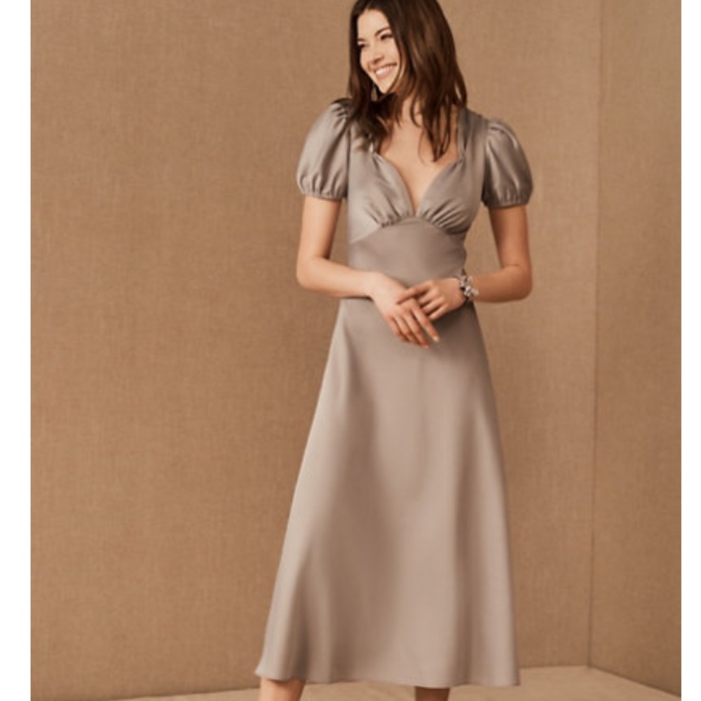 BHLDN Shelley Satin Charmeuse Midi Dress size 12🖤